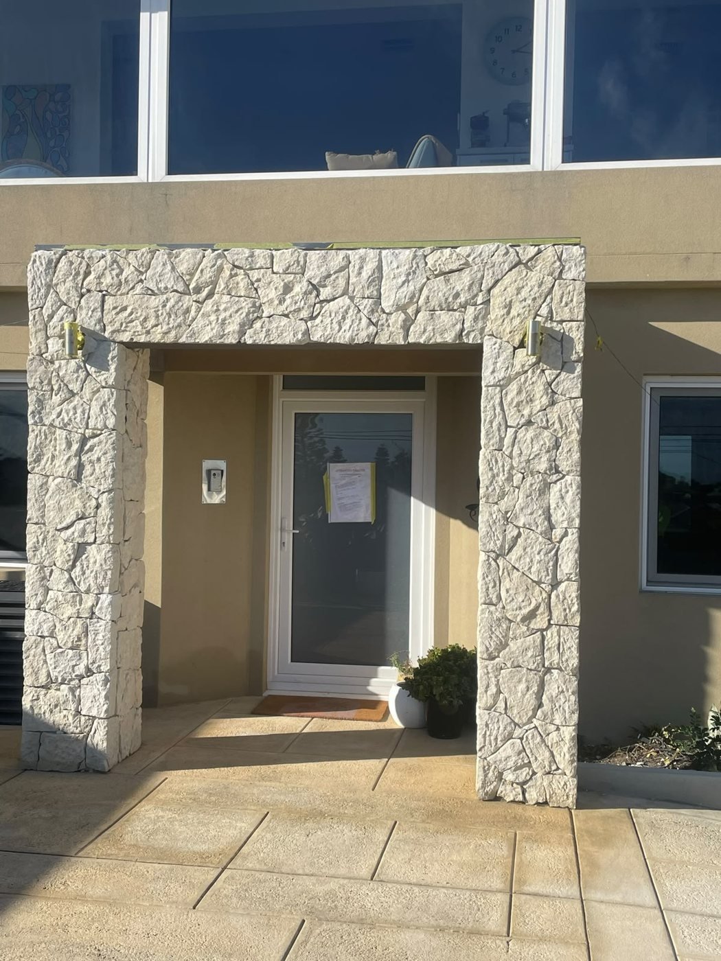 Limestone Entry Portico — hand-laid limestone surround to the main entry, Joondalup, WA