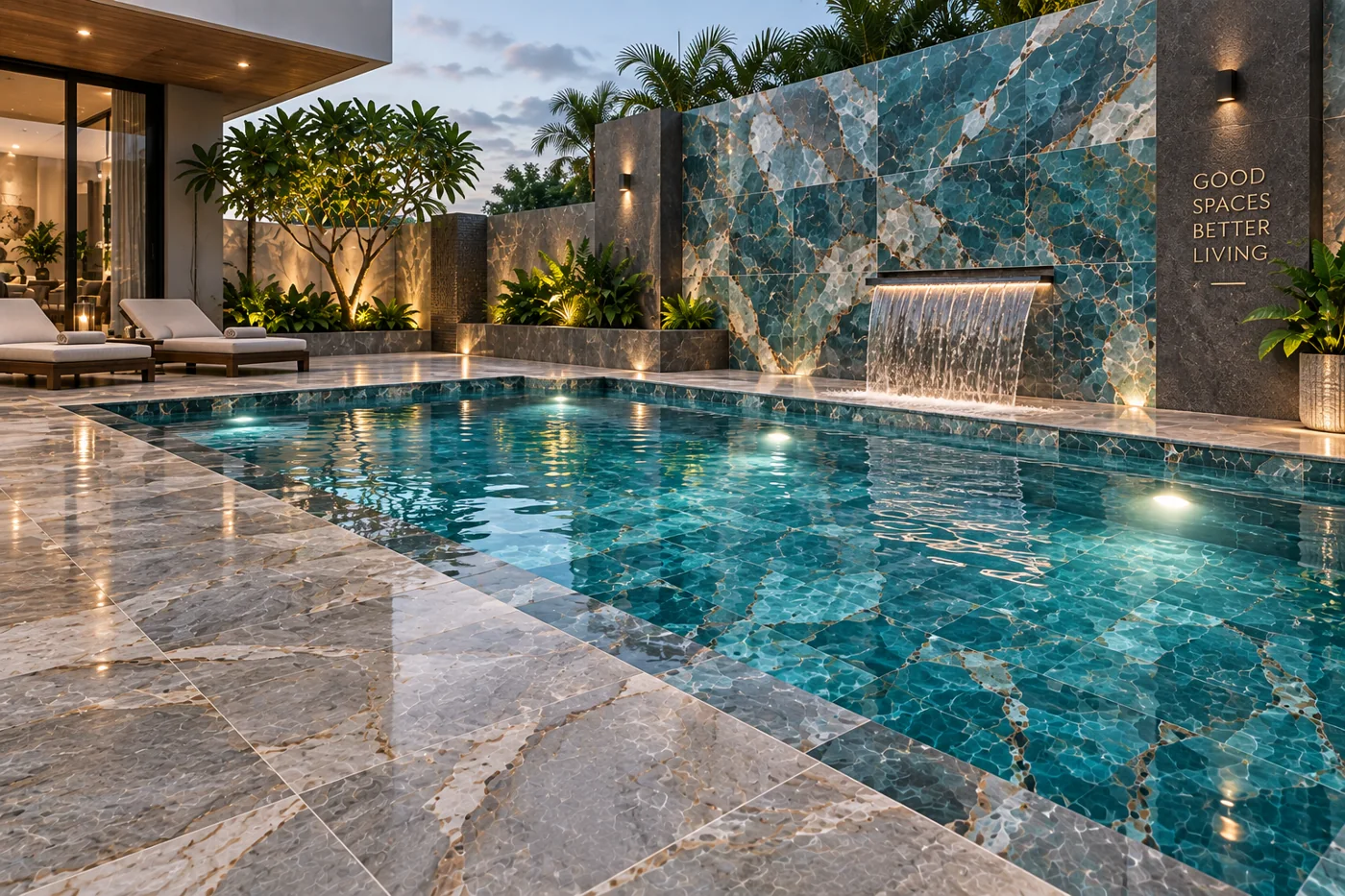 Pool surround and outdoor entertaining area in Cottesloe, WA